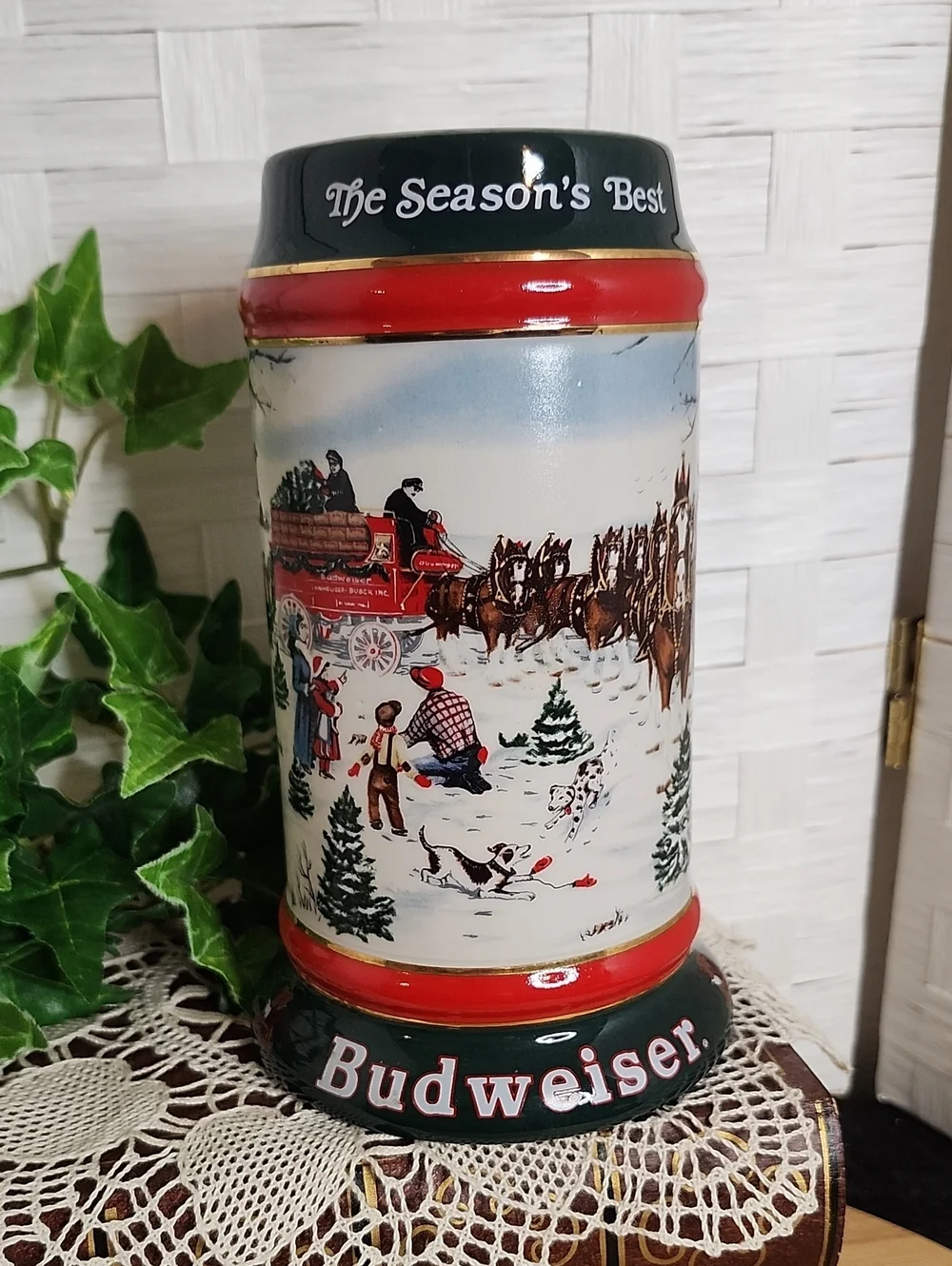 👉*VINTAGE* 1991 BUDWEISER / ANHEUSER BUSCH SEASONAL STEIN (CS133) ~CLYDESDALES
